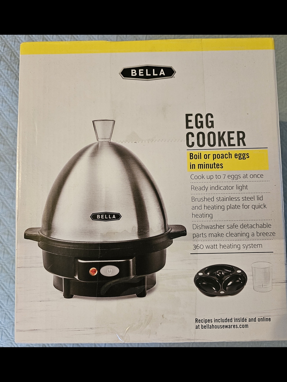 Bella Brushed Stainless Steel and Black Egg Cooker NEW!